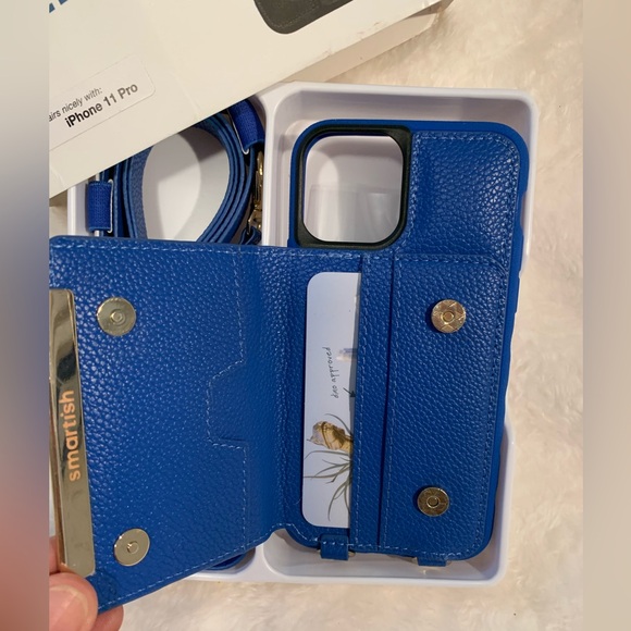 Smartish sunflower/royal blue wallet cel phone case with strap, iPhone 11 Pro - Picture 3 of 5